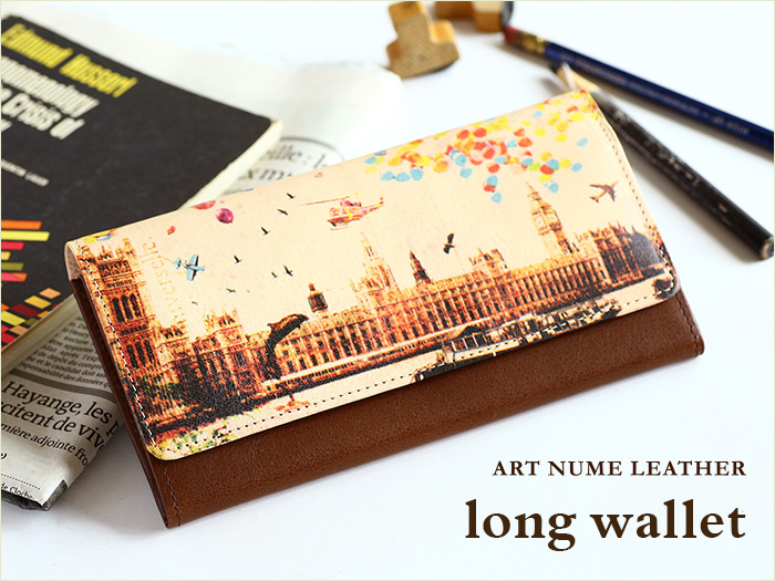 アートヌメレザーシリーズの長財布「ノイジーロンドン」柄です
