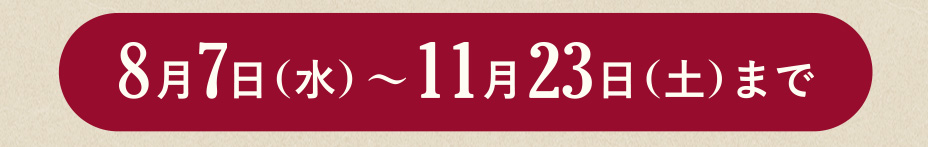 8月7日(水)~11月23日(土)まで