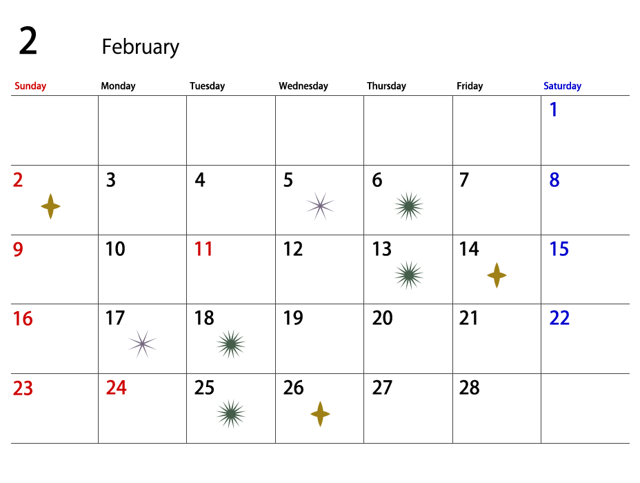 吉日カレンダー 2025年2月