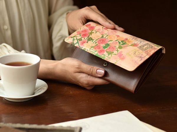 アンティークな雰囲気が素敵】すっきり収納・本革長財布|ローズ アンティークな雰囲気が素敵】すっきり収納・本革長財布|ローズ