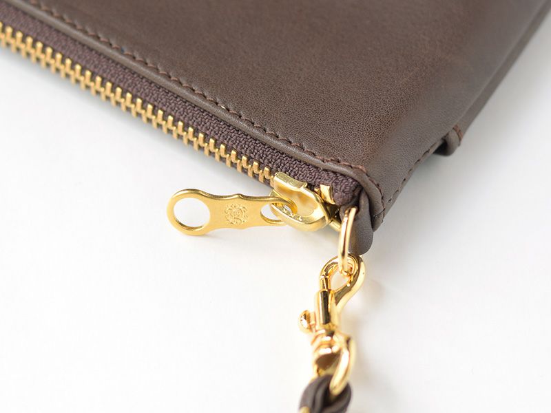 【会員ポイント交換景品】 レザーフラットポシェット＜チョコ・ネイビー＞