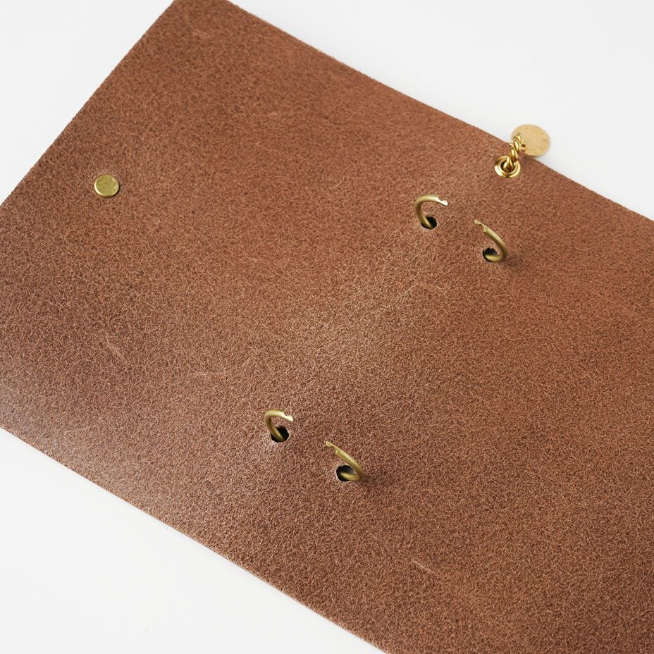 真ん中のリングを開いて紙を通します。