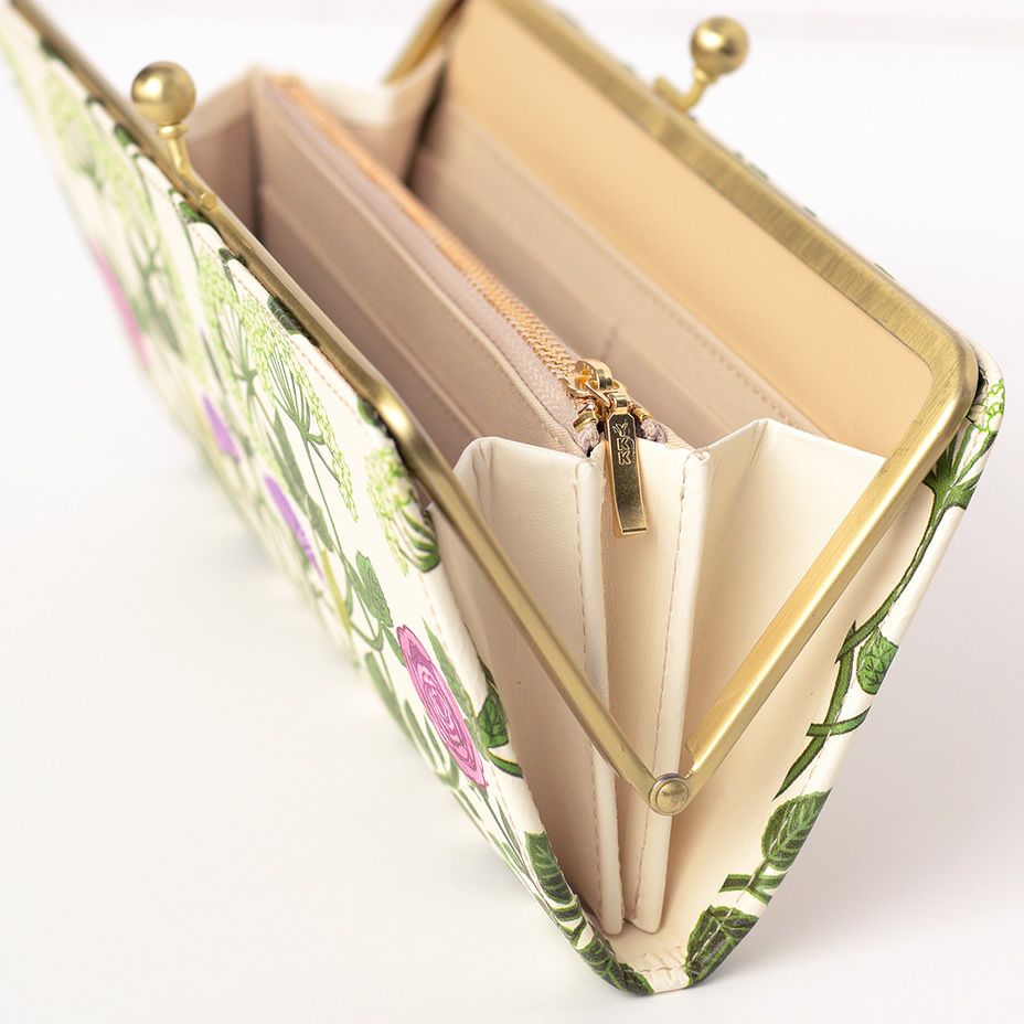ホワイトキャンバス｜スリムガマグチ長財布【イングリッシュガーデン