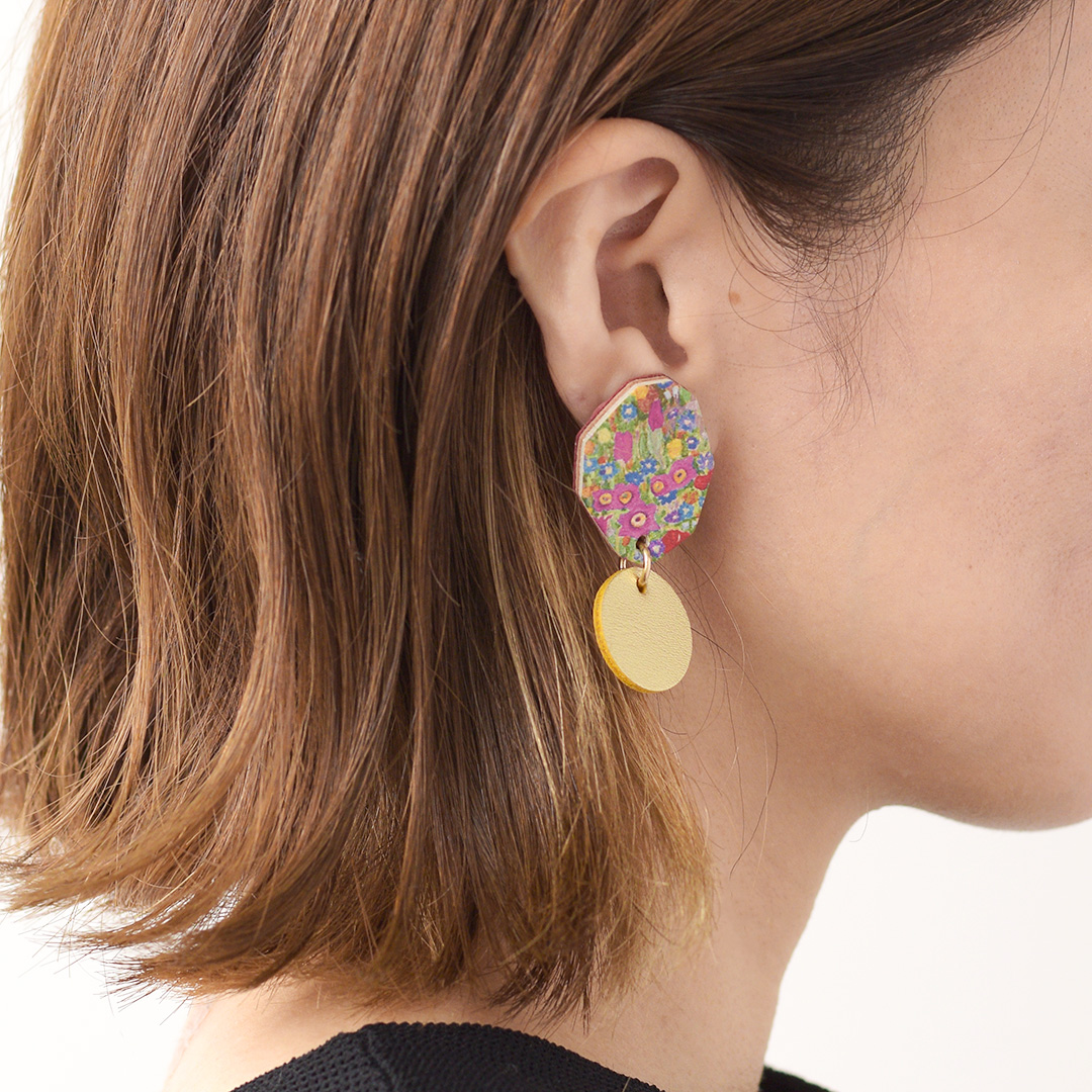 クリムト(Pink flower)　ピアス